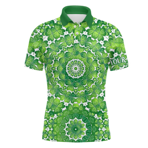 Green Clover Circle St Patrick Day Mens Golf Polo Shirts Custom Golf Shirts For Men Golf Gifts LDT1263