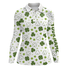 Load image into Gallery viewer, White Green Clover St Patrick Day Golf Polo Shirts Custom Golf Shirts For Women Golfing Gifts LDT1267