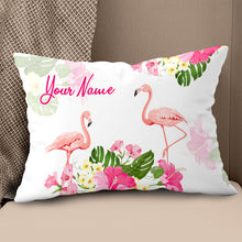 Load image into Gallery viewer, Tropical Flower Pink Flamingo Custom Golf Pillow Personalized Golf Gifts LDT1105