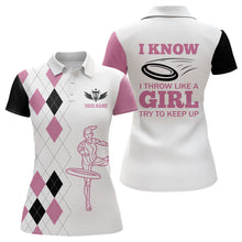 Load image into Gallery viewer, Pink Argyle Pattern Disc Golf Polo Shirts Custom Disc Golf Shirts For Women Cool Golf Gifts LDT0910