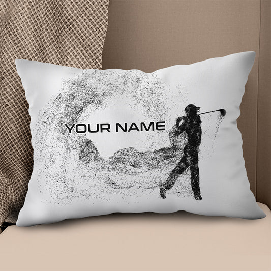 Silhouette Golf Player Custom Throw Pillow Personalized Golfing Gifts LDT1125