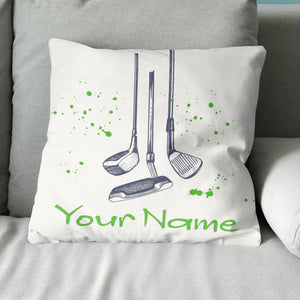 Vintage Hand Drawn Golf Clubs Custom Throw Pillow Personalized Golf Gift LDT1127