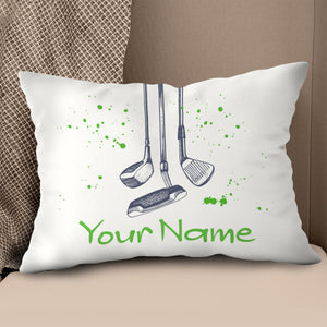 Vintage Hand Drawn Golf Clubs Custom Throw Pillow Personalized Golf Gift LDT1127