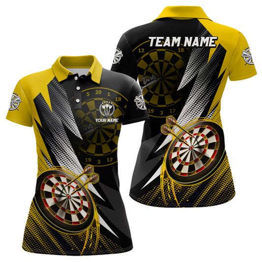 Personalized Yellow Black Women Darts Polo Shirt Custom Darts Shirt For Women Team Jerseys LDT1325