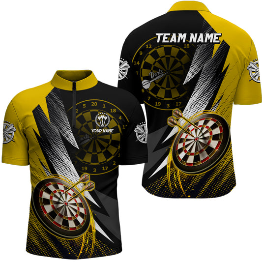 Personalized Yellow Black Darts Quarter-Zip Shirt Custom Darts Shirt For Men Team Jerseys LDT1325