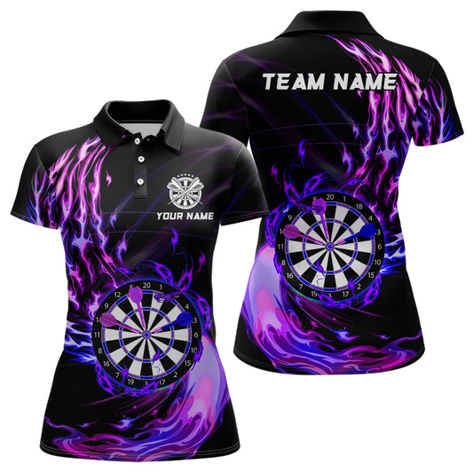 Purple Fire Dartboard Womens Darts Polo Shirt Custom Darts Shirt For Women Dart Jerseys LDT1474