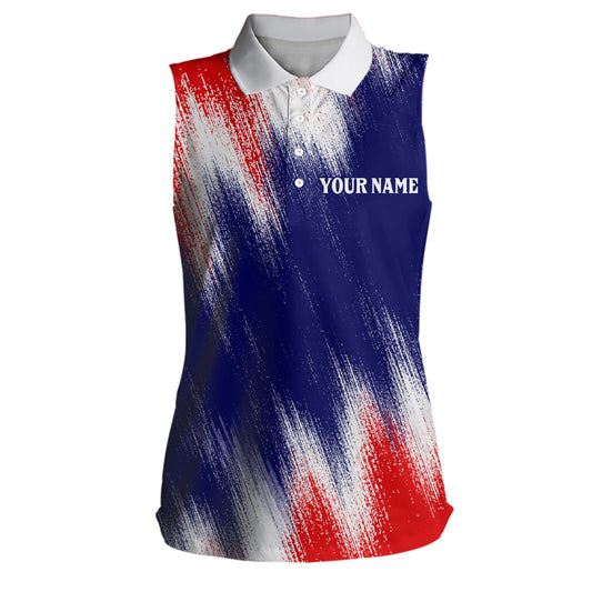 American Flag Womens Sleeveless Golf Polo Shirts Custom Patriotic Golf Shirts For Women Golfing Gifts LDT1344