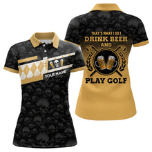 Load image into Gallery viewer, Skull I Drink Beer And Play Golf Personalized Argyle Golf Polo Shirts For Women Gift For Golf Lovers LDT0125