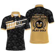 Load image into Gallery viewer, Skull I Drink Beer And Play Golf Personalized Argyle Golf Polo Shirts For Men Gift For Golf Lovers LDT0125