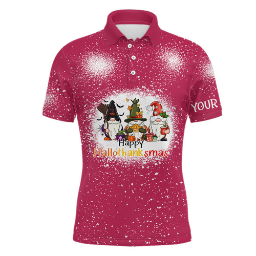 Happy Hallothanksmas Christmas Santa Mens Golf Polo Shirt Custom Funny Golf Tops For Men LDT0674