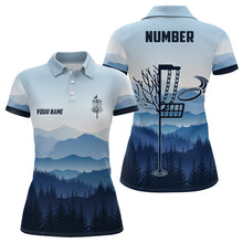 Load image into Gallery viewer, Blue Mountain Landscape Womens Disc Golf Polo Shirt Custom Winter Disc Golf Shirt For Women LDT0693