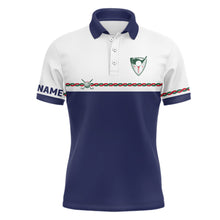 Load image into Gallery viewer, Personalized Mens Golf Polo Shirts Custom Name Navy White Golf Shirts For Men Cool Golf Gifts LDT0383