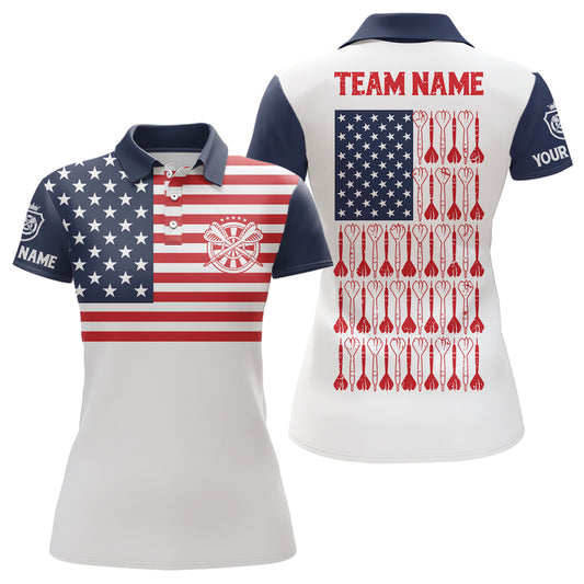 Personalized American Flag Dart Polo Shirt Patriotic Dart Shirts For Women Dart Jersey LDT0710