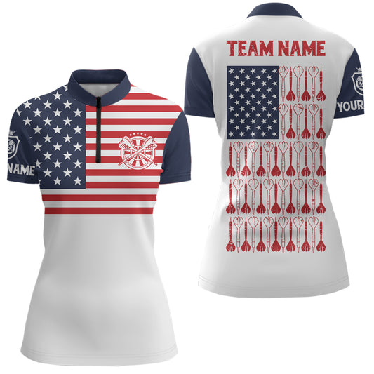 Personalized American Flag Dart Quarter-zip Shirt Women Patriotic Dart Shirts Dart Jersey LDT0710