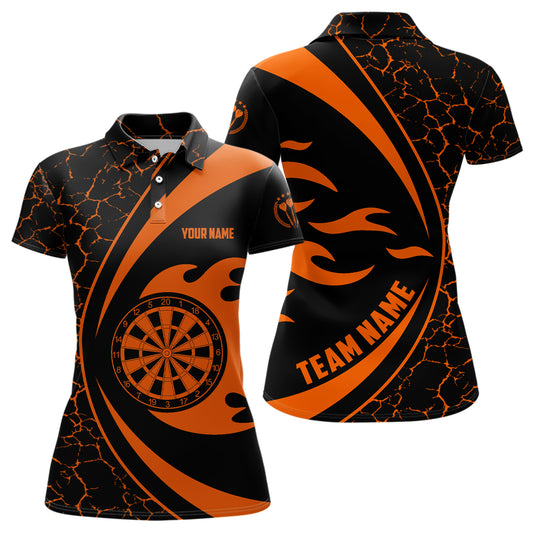 Personalized Orange Fire Flame Darts Women Polo Shirt Darts Shirt For Women Darts Jersey LDT0711