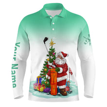 Load image into Gallery viewer, Personalized Mint Christmas Santa Golf Mens Polo Shirt Custom Funny Golf Shirts For Men Golf Gifts LDT0930