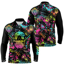 Load image into Gallery viewer, Skull Graffiti Mens Golf Polo Shirts, Custom Colorful Skull Golf Shirts For Men, Best Golf Gifts LDT0138