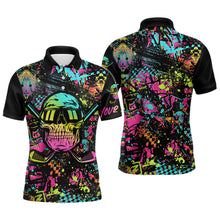 Load image into Gallery viewer, Skull Graffiti Mens Golf Polo Shirts, Custom Colorful Skull Golf Shirts For Men, Best Golf Gifts LDT0138