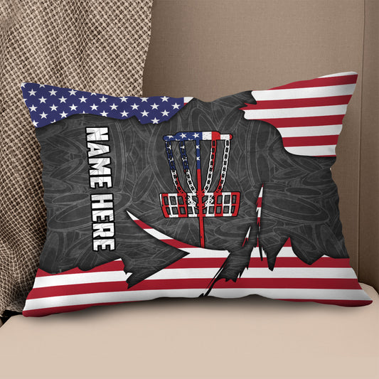 American Flag Disc Golf Basket Custom Pillow Personalized Disc Golf Gift LDT1178