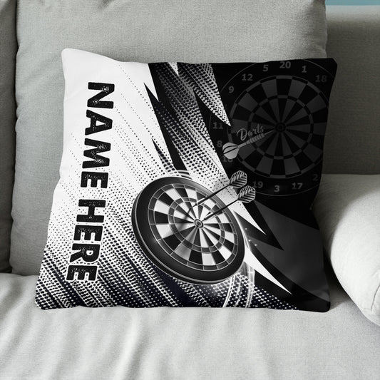 Black White Dartboard Custom Darts Throw Pillow Personalized Darts Gifts LDT1185