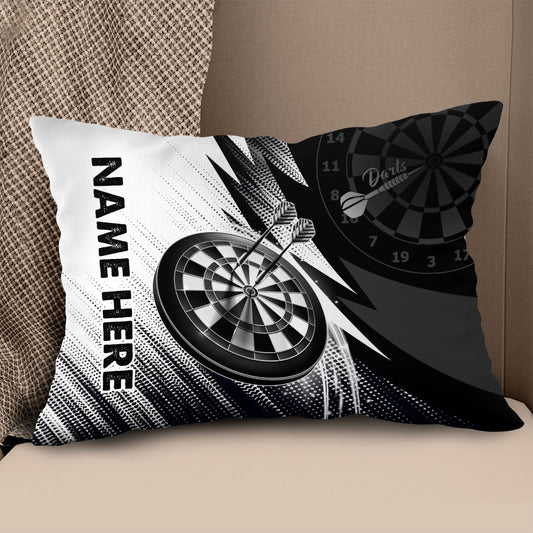 Black White Dartboard Custom Darts Throw Pillow Personalized Darts Gifts LDT1185