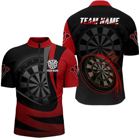 Personalized Black Red 3D Darts Quarter-zip Shirt Custom Cool Darts Team Jersey For Men LDT0737