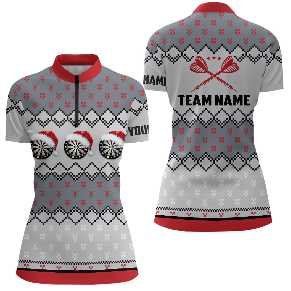 Personalized Darts Christmas Santa Quarter-zip Shirt Custom Women Darts Shirt Dart Jersey LDT0741