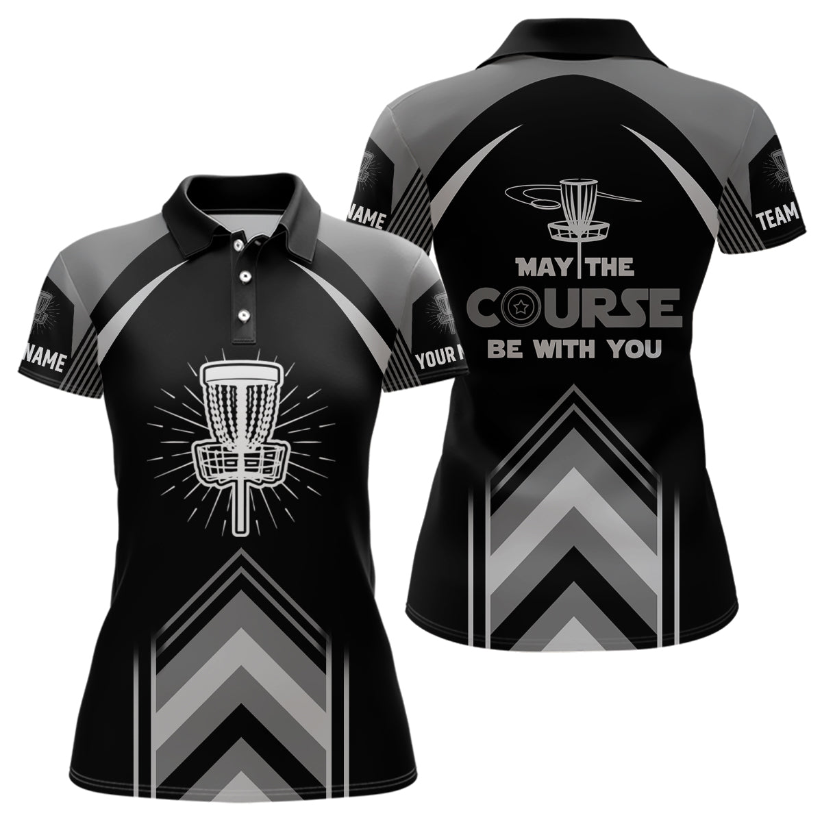 Personalized Disc Golf May The Course Be With You Womens Polo Shirt Disc Golf Shirt For Women LDT0745
