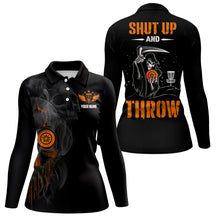 Load image into Gallery viewer, Shut Up And Throw Smoky Skull Orange Disc Golf Polo Shirts Halloween Golf Gifts For Women LDT0450