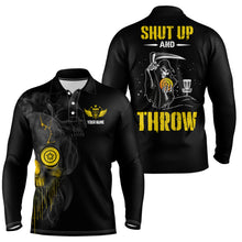 Load image into Gallery viewer, Custom Shut Up And Throw Smoky Skull Yellow Mens Disc Golf Polo Shirts Scary Golf Gifts For Men LDT0451