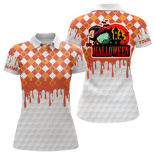 Load image into Gallery viewer, Happy Halloween Orange White Pumpkin Golf Polos Custom Skull Golf Shirts For Women Golf Gifts LDT0443
