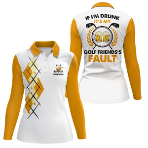 Yellow Argyle Womens Golf Polo Shirt Personalized Beer Golf Tops For Women Funny Golf Shirts LDT0185