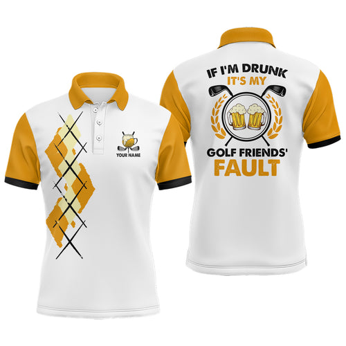 Yellow Argyle Mens Golf Polo Shirt, Personalized Beer Golf Shirts For Men, Funny Golf Shirts LDT0185