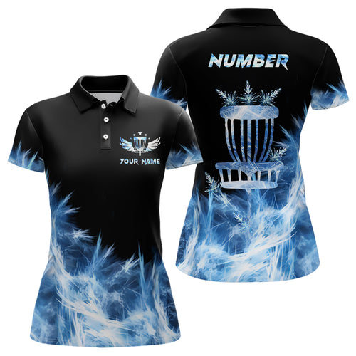 Icy Blue Disc Golf Polo Shirt Customized Disc Golf Gifts For Women Disc Golf Basket Shirts LDT1402