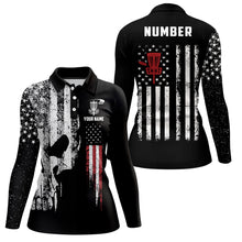 Load image into Gallery viewer, American Flag Skull Disc Golf Polos Custom Patriotic Disc Golf Shirts For Women Golf Gifts LDT1406