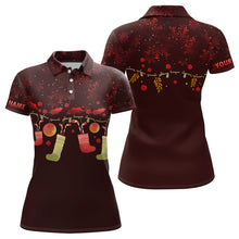 Load image into Gallery viewer, Personalized Red Christmas Womens Golf Polo Shirts Custom Christmas Golf Gift Idea For Women LDT0458