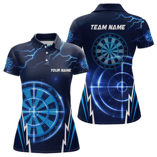 Blue Thunder Lightning Womens Darts Polo Shirt Custom Dart Shirts For Women Dart Jerseys LDT1410