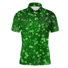 Load image into Gallery viewer, 3D Grunge Green Clovers St Patrick Day Mens Golf Polo Shirts Custom Golf Gifts For Men LDT1417