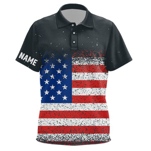 Grunge Vintage American Flag Kids Golf Polo Shirt Custom Patriotic Golf Shirts For Kid Golf Gifts LDT1420