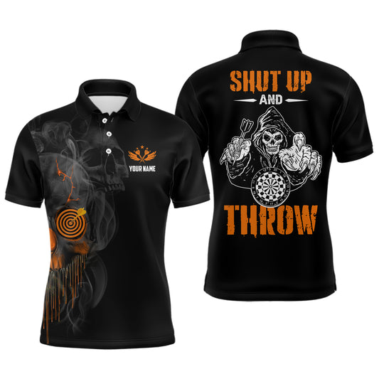 Mens Skull Darts Polo Shirt Custom Halloween Orange Darts Shirt For Men Dart Jerseys LDT0491