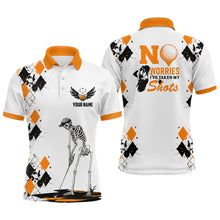 Load image into Gallery viewer, Mens Skull Golf Polo Shirt Argyle Pattern Orange Golf Shirts For Mens Halloween Golf Gifts LDT0480