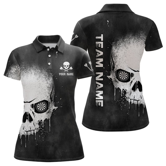 Smoke Skull Black White Darts Polo Shirt Custom Dart Shirt For Women Scary Dart Jerseys LDT1007