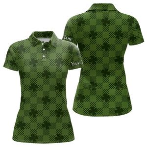 Clover Checkered Pattern St. Patrick Day Golf Polo Shirts Customized Golf Shirts For Women LDT1262