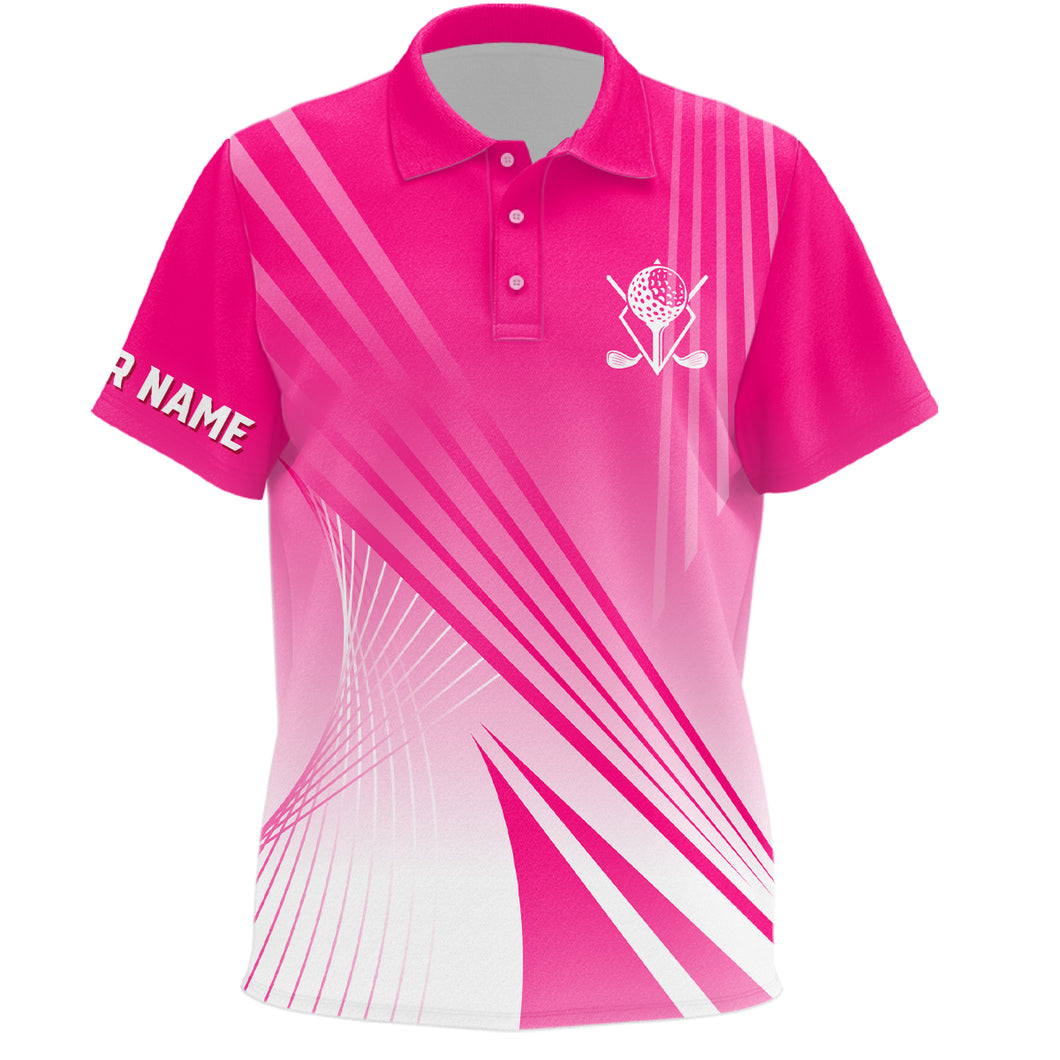 Pink White Gradient Kids Golf Polo Shirts Custom Name Golf Shirts For Kid Personalized Golfer Gifts LDT1319