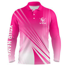 Load image into Gallery viewer, Pink White Gradient Mens Golf Polo Shirts Custom Name Golf Shirts For Men Personalized Golfer Gifts LDT1319