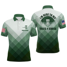 Load image into Gallery viewer, I&#39;m Here To Hit Trees &amp; Curse Green Mens Disc Golf Shirt Custom Geometric Disc Golf Tops For Men LDT0516