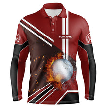 Load image into Gallery viewer, Golf Ball On Fire And Water Red Golf Polo Shirts Personalized Flame Golf Shirts For Men LDT0221