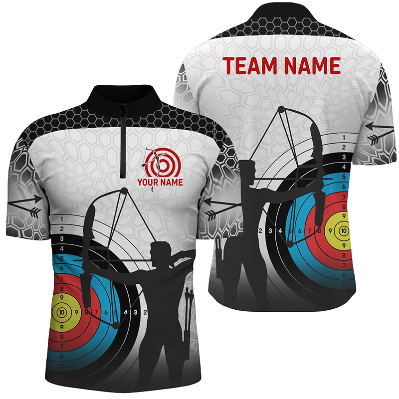Personalized 3D Target Archery Silhouette Archer Quarter-Zip Shirts For Men, Arrows Archery Shirts VHM0637