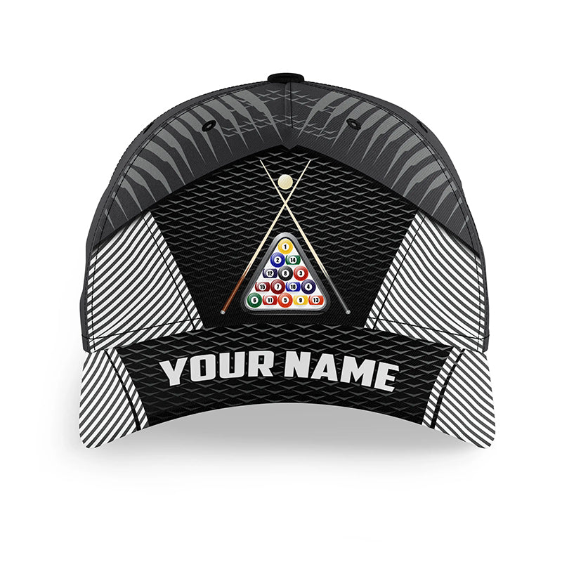 Personalized 8 Ball Pool Sport Black 3D Billiard Hats Cap, Custom Billiard Balls Top Hat Billiards VHM0537