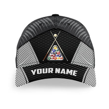 Load image into Gallery viewer, Personalized 8 Ball Pool Sport Black 3D Billiard Hats Cap, Custom Billiard Balls Top Hat Billiards VHM0537